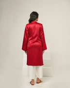 KAHANI - Red Silk Straight Suit