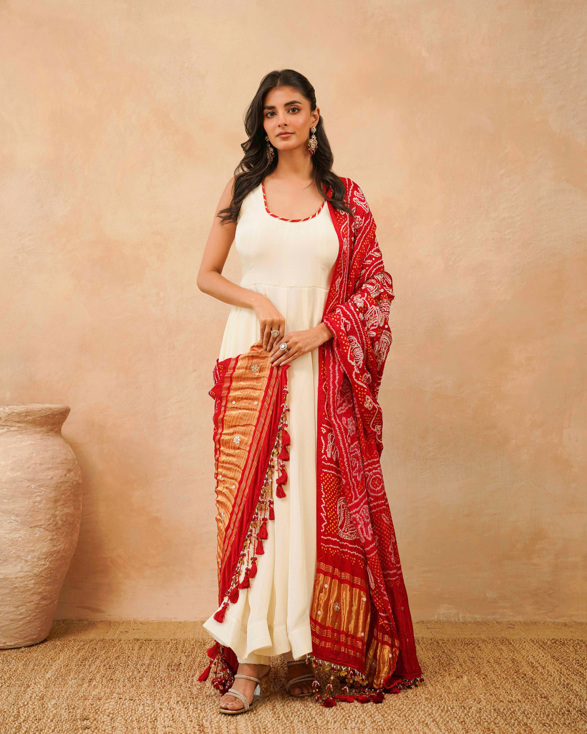 PITARA - The Anarkali Kurta & Pant Set with Handworked Bandhani Dupatta.