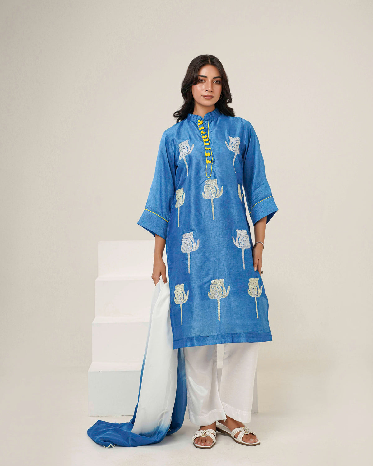 KAHANI - Blue Silk Suit Set