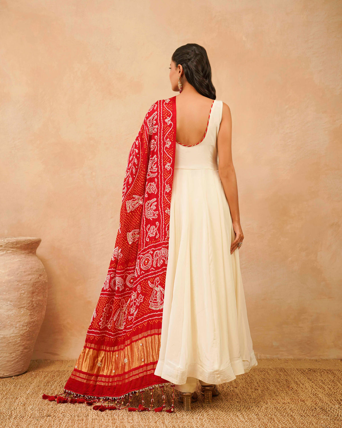 PITARA - The Anarkali Kurta & Pant Set with Handworked Bandhani Dupatta.