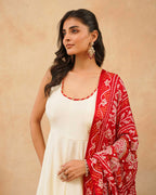 PITARA - The Anarkali Kurta & Pant Set with Handworked Bandhani Dupatta.