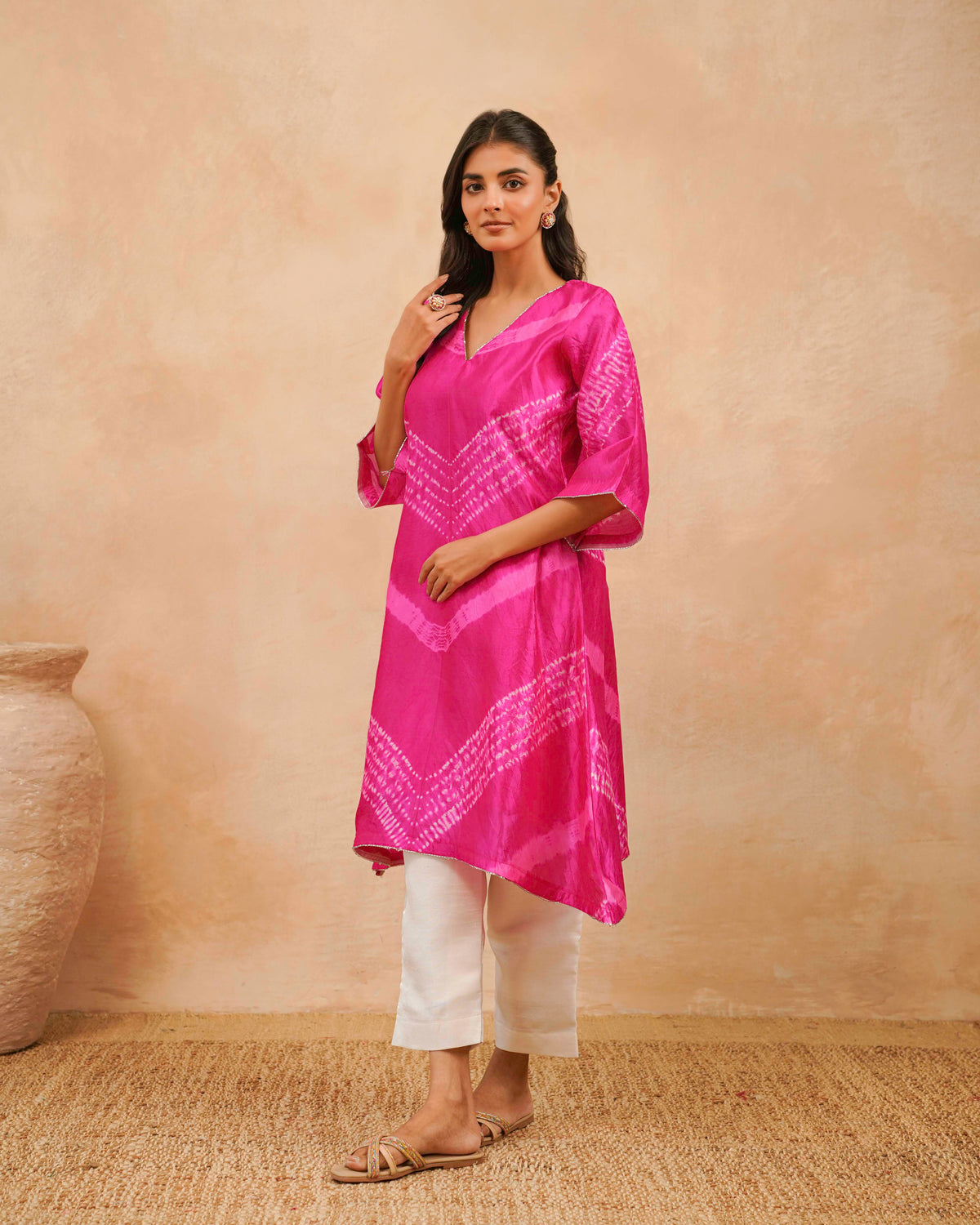 PITARA - The Pink Leheriya Kurta & Pant Set