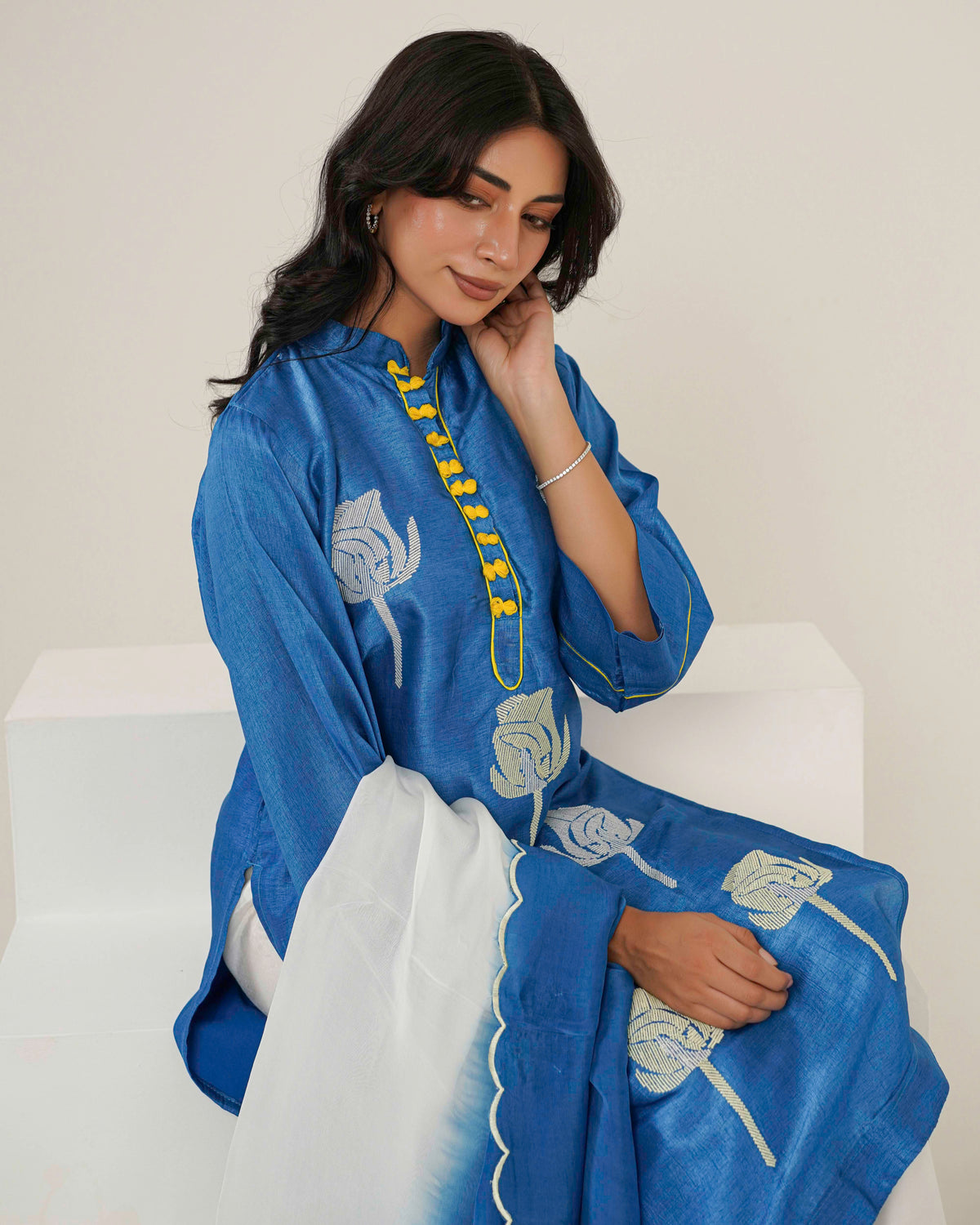 KAHANI - Blue Silk Suit Set