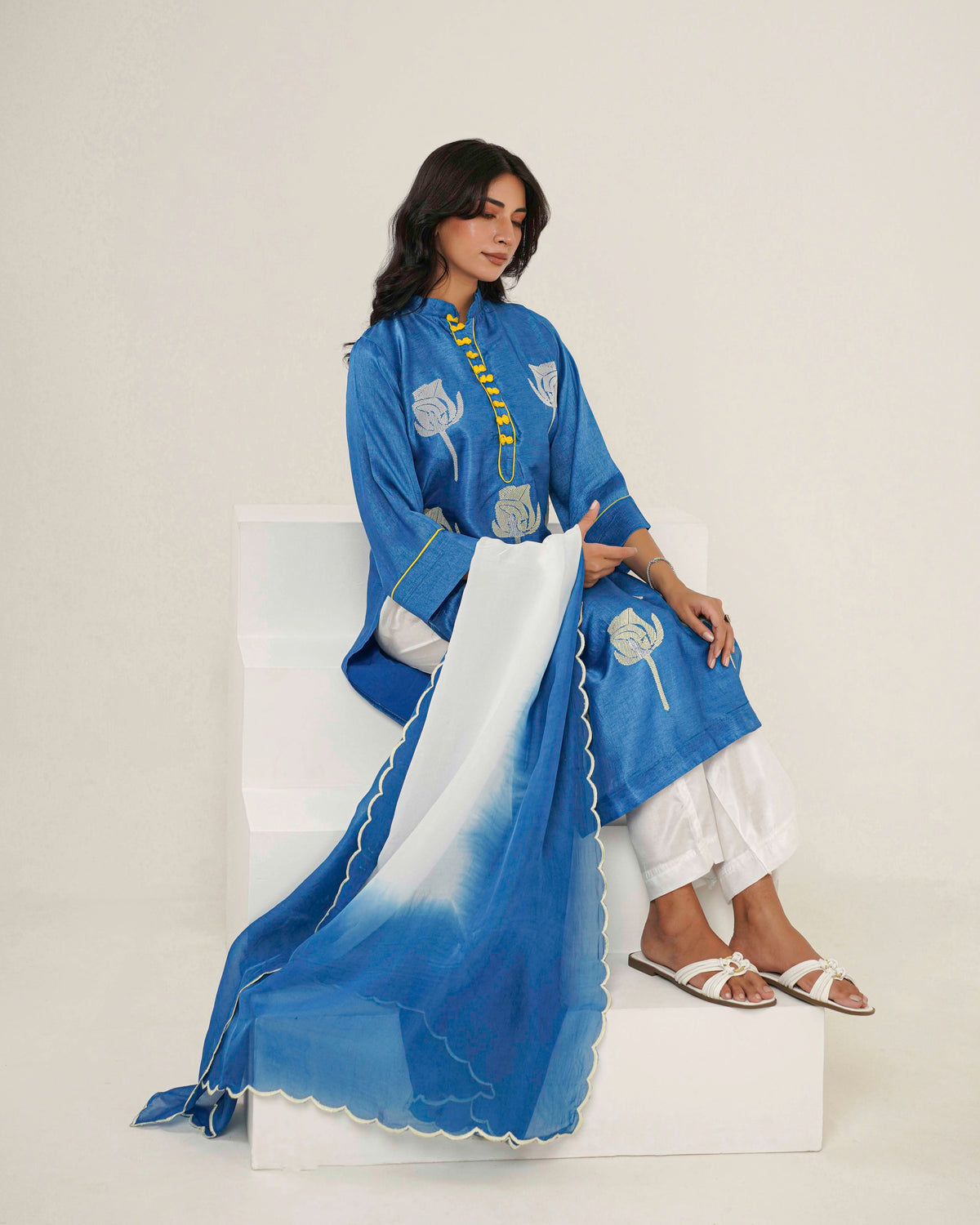 KAHANI - Blue Silk Suit Set
