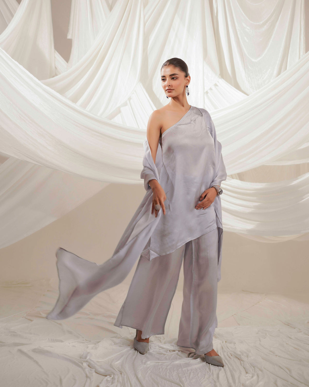 NOOR - The Soft Grey Drape Set.