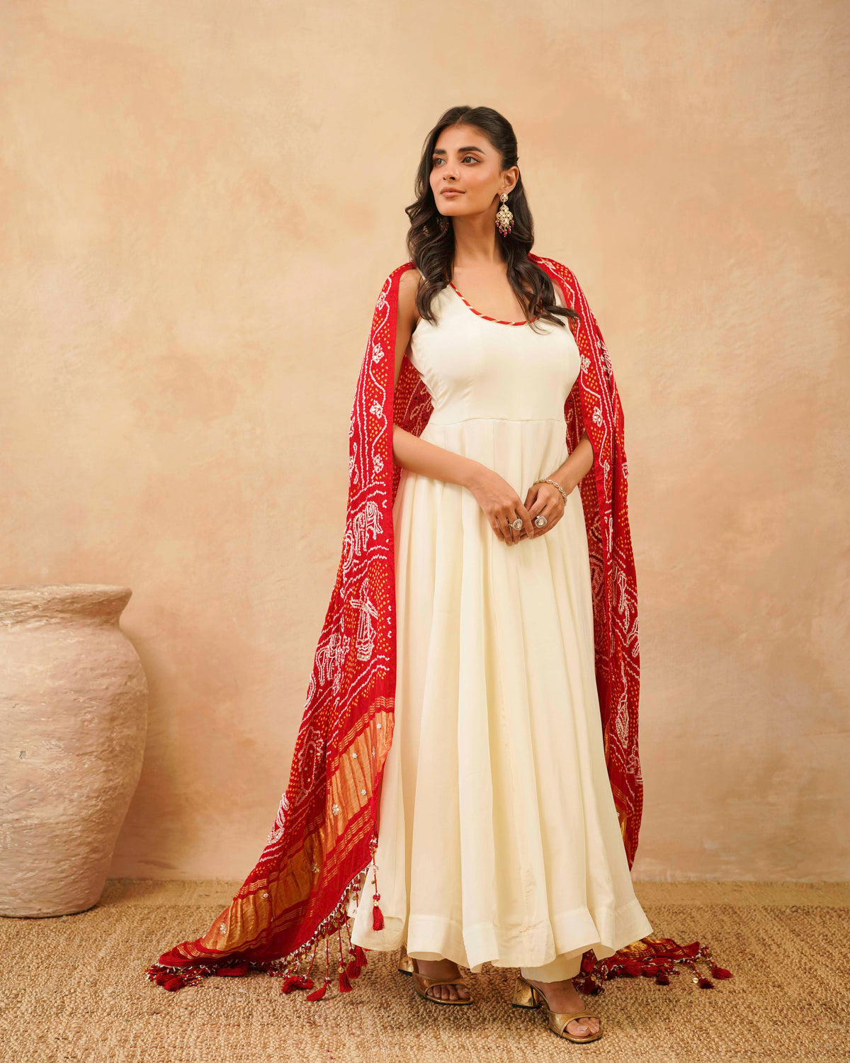 PITARA - The Anarkali Kurta & Pant Set with Handworked Bandhani Dupatta.