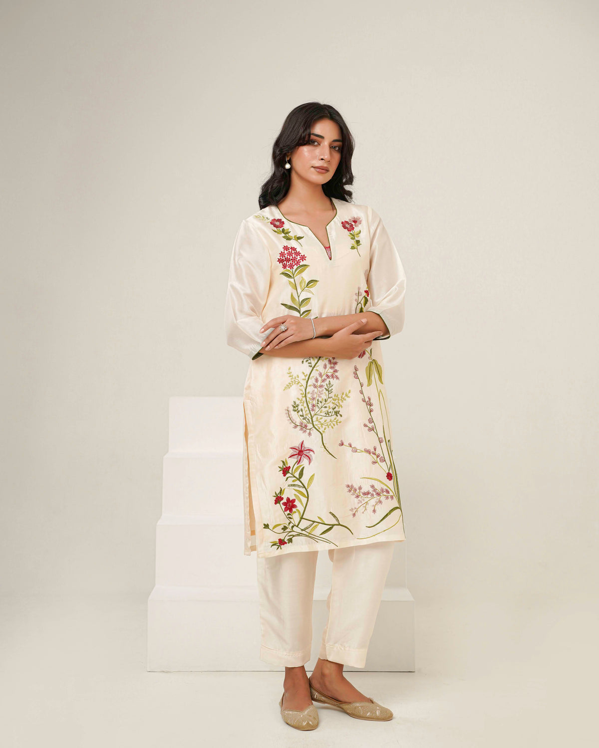 KAHANI - Bloom Silk Straight Suit