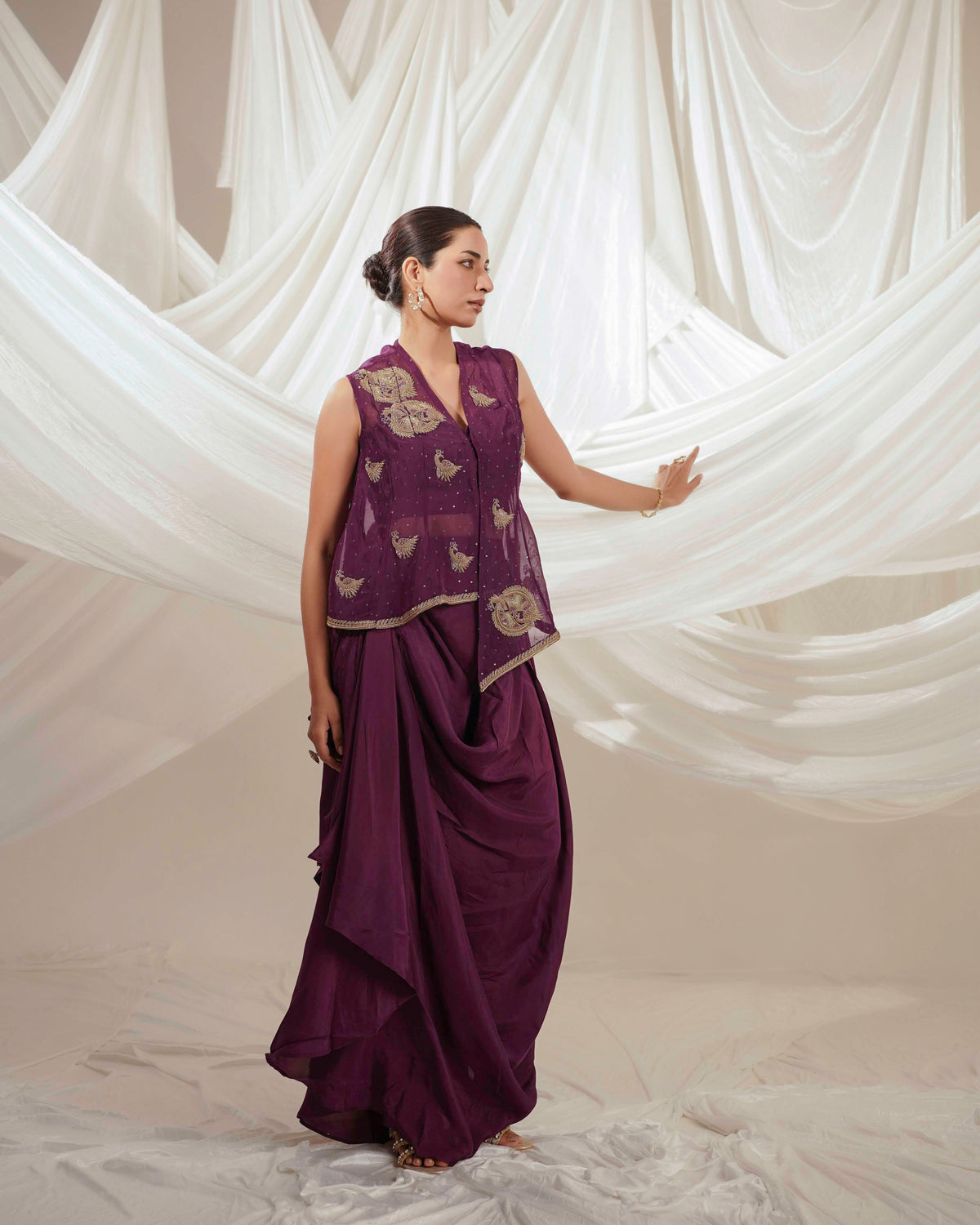 NOOR - The Peacock Draped Set.