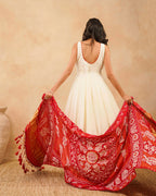 PITARA - The Anarkali Kurta & Pant Set with Handworked Bandhani Dupatta.