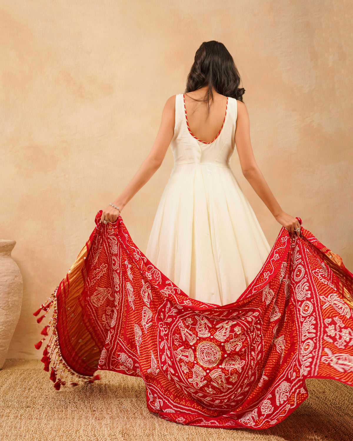 PITARA - The Anarkali Kurta & Pant Set with Handworked Bandhani Dupatta.