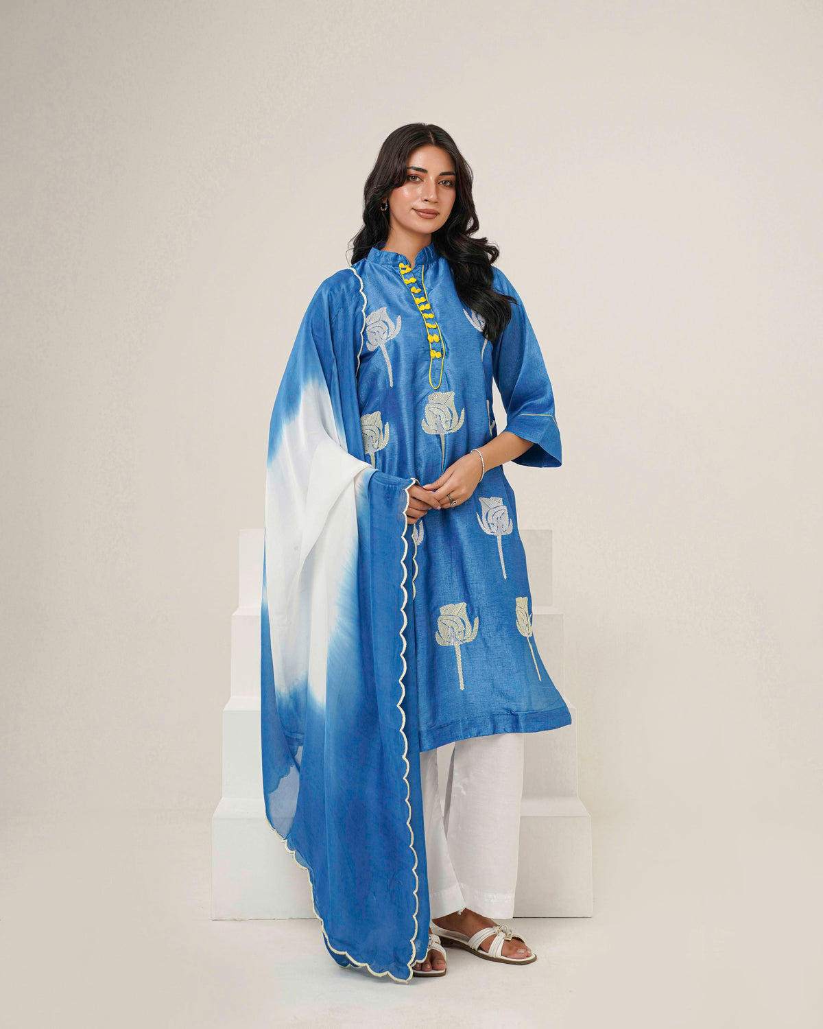 KAHANI - Blue Silk Suit Set