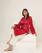 KAHANI - Red Silk Straight Suit