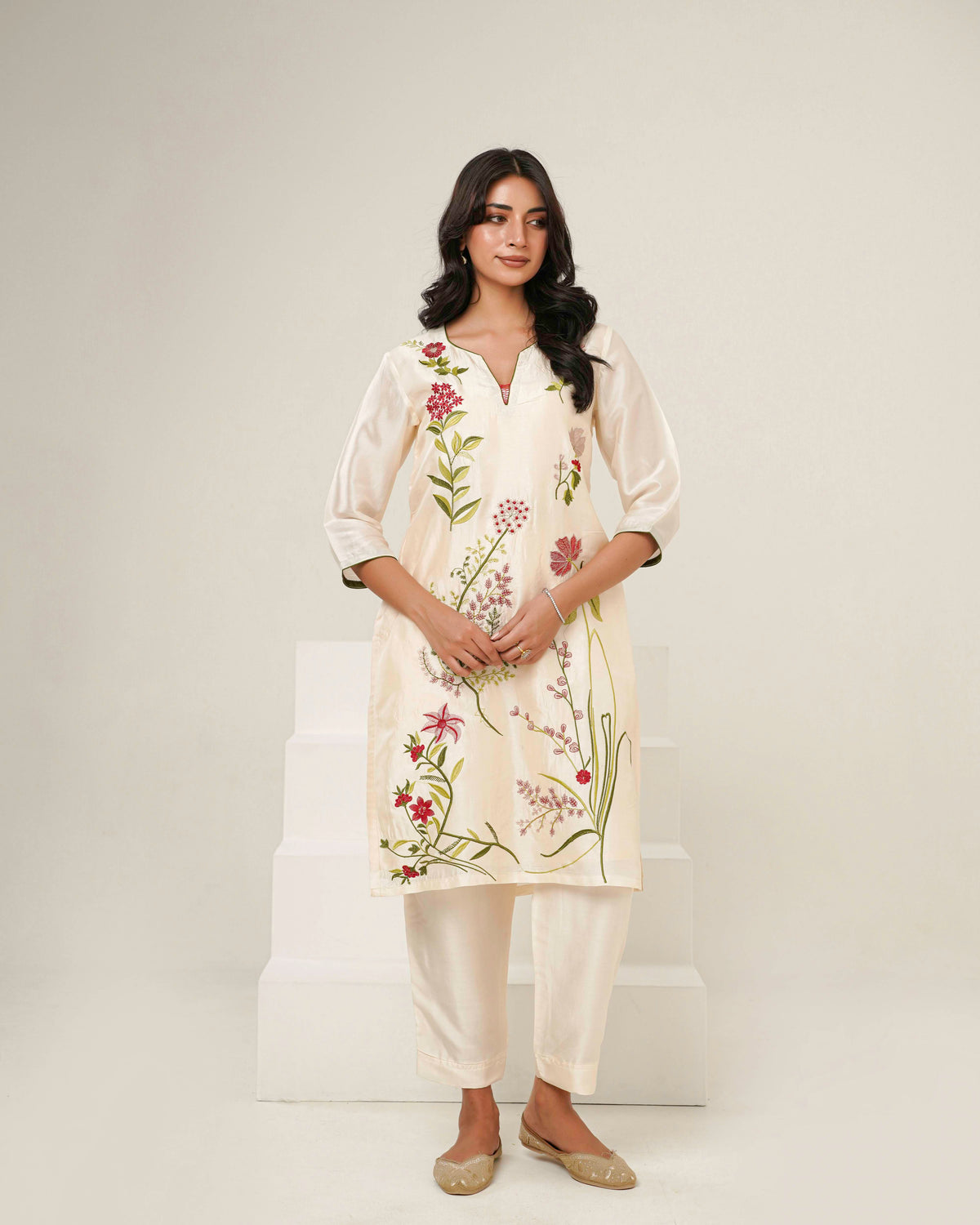 KAHANI - Bloom Silk Straight Suit
