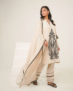 KAHANI - Beige Silk Suit Set