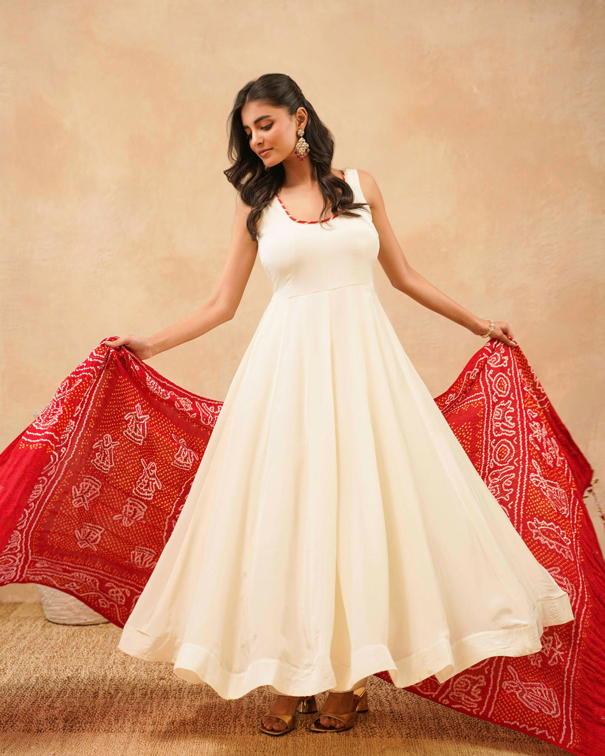 PITARA - The Anarkali Kurta & Pant Set with Handworked Bandhani Dupatta.