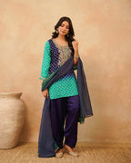 PITARA - The Emerald Navy Kurta & Pant Set.