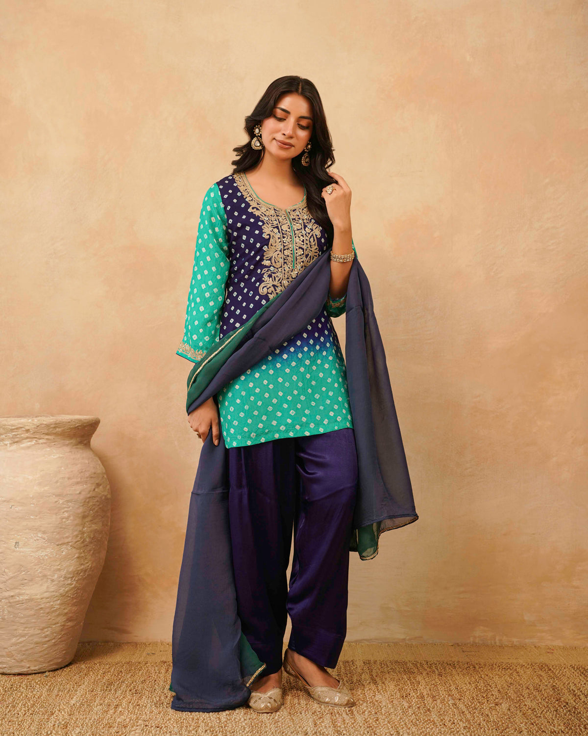 PITARA - The Emerald Navy Kurta & Pant Set.
