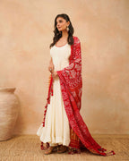 PITARA - The Anarkali Kurta & Pant Set with Handworked Bandhani Dupatta.