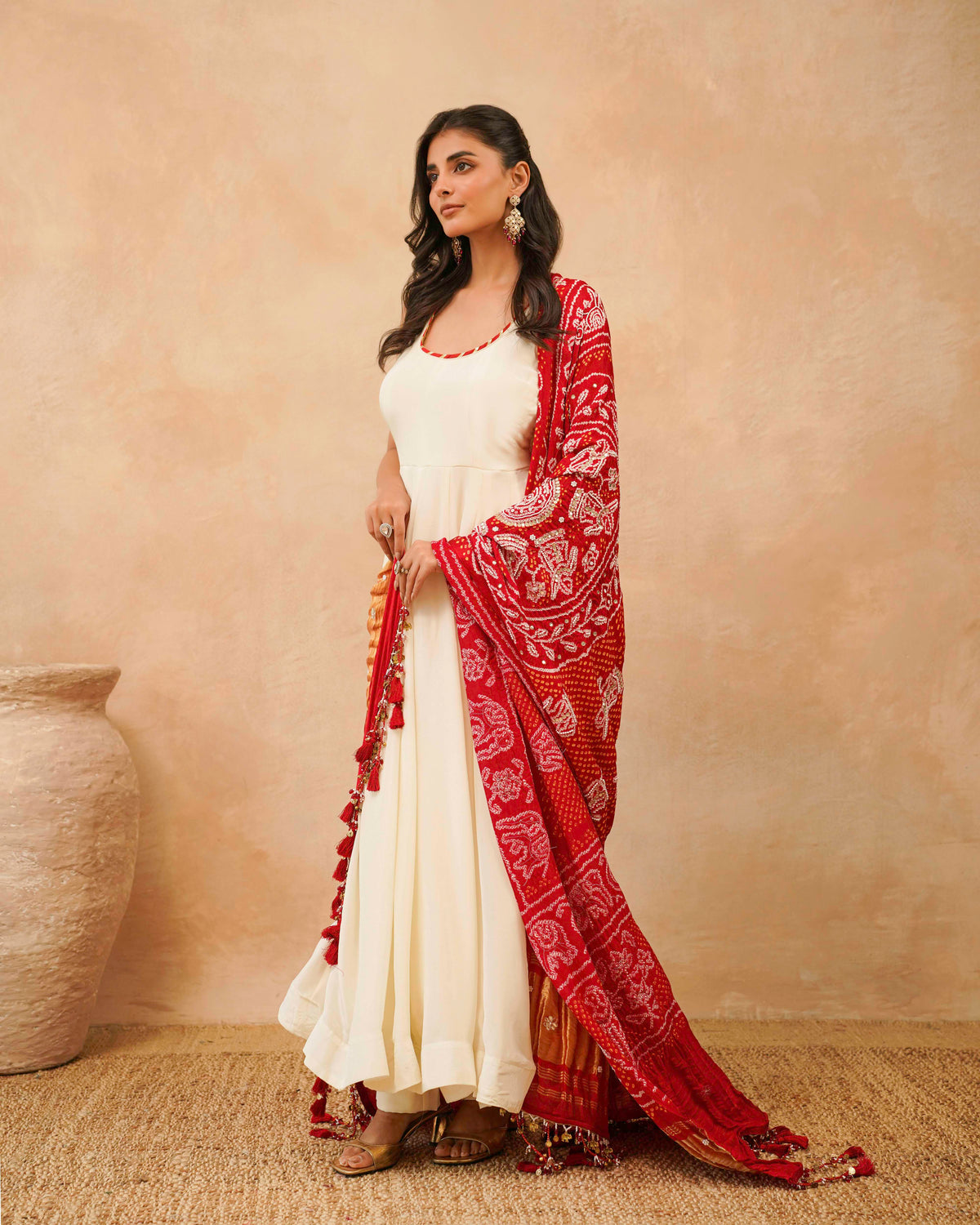 PITARA - The Anarkali Kurta & Pant Set with Handworked Bandhani Dupatta.