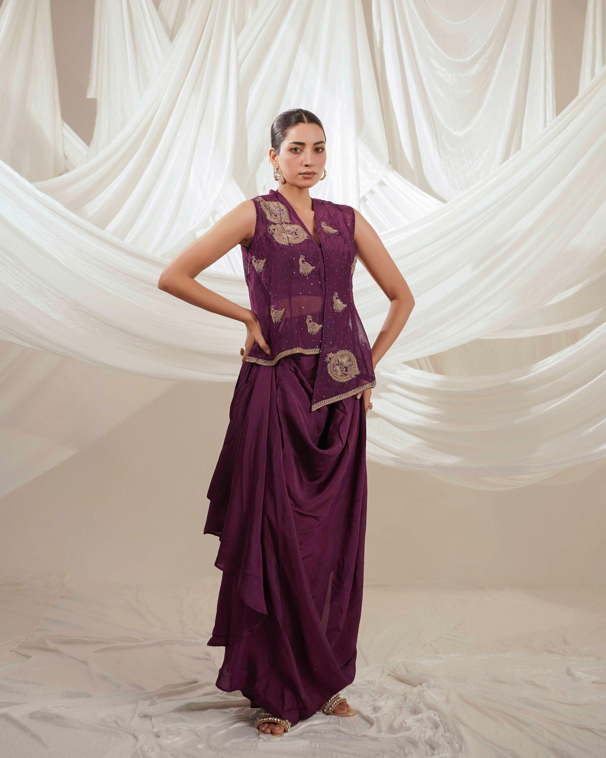 NOOR - The Peacock Draped Set.
