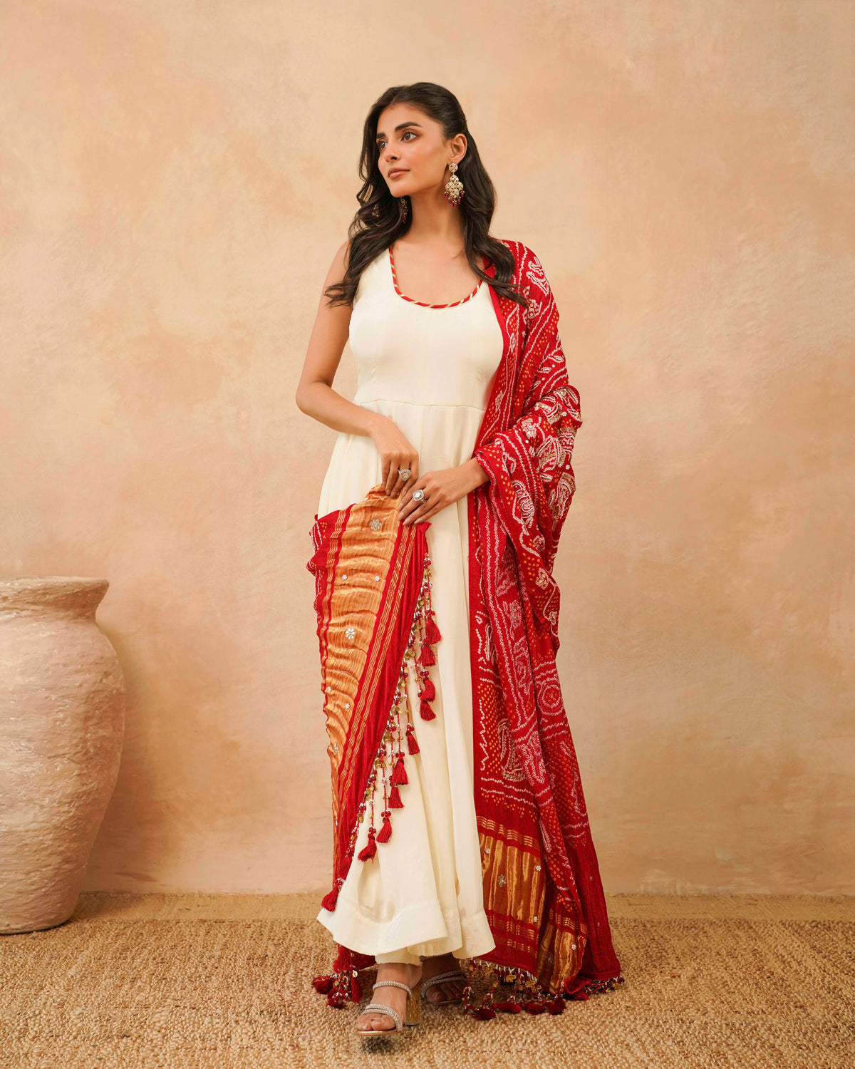PITARA - The Anarkali Kurta & Pant Set with Handworked Bandhani Dupatta.