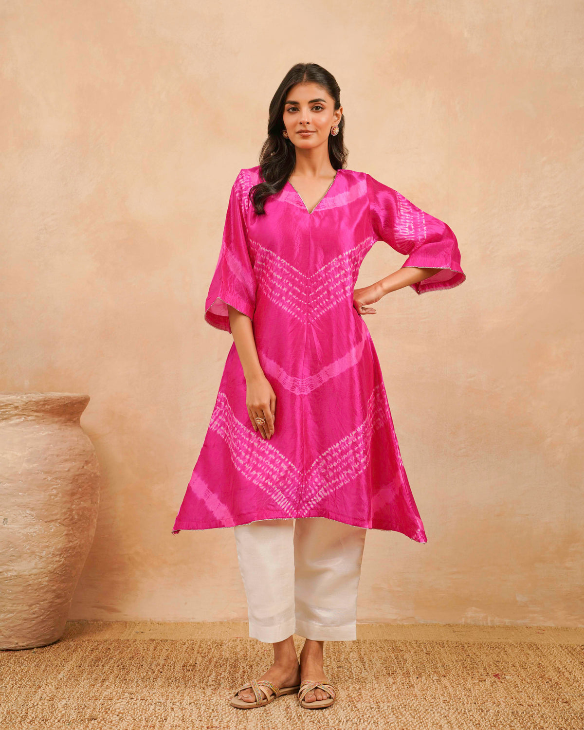 PITARA - The Pink Leheriya Kurta & Pant Set