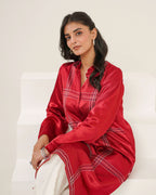 KAHANI - Red Silk Straight Suit