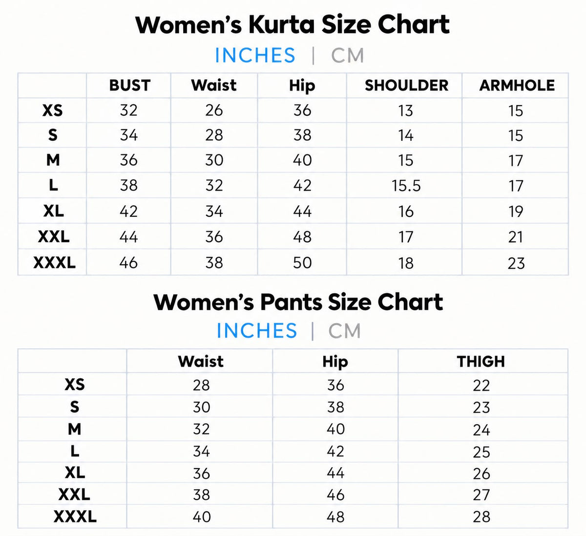 Size chart